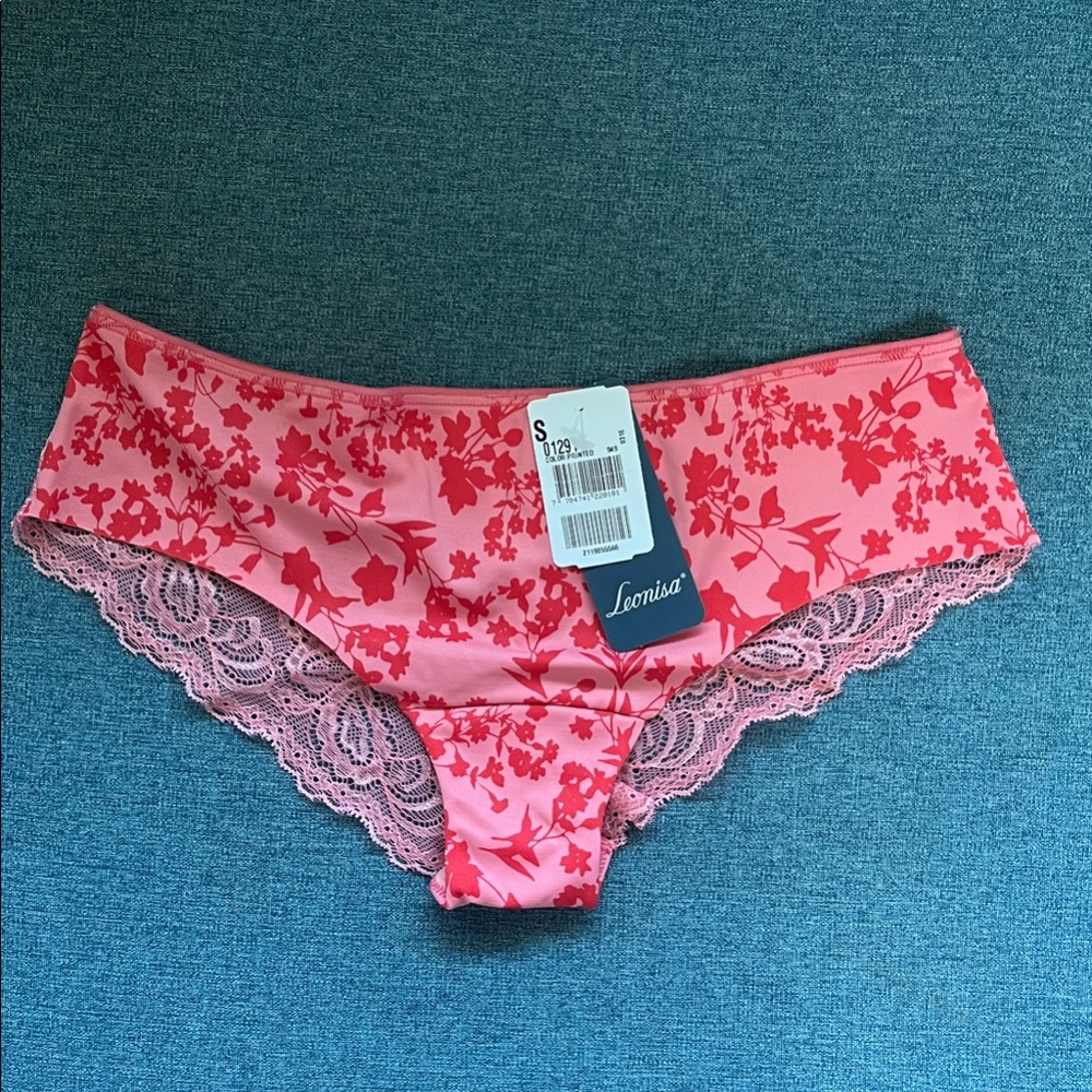 Leonisa Pink Floral Lace Trim Panties Size S NWT